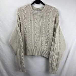 & Other Stories Stockholm Atelier Cream Wool Chunky Knit Cropped Sweater 8-10US